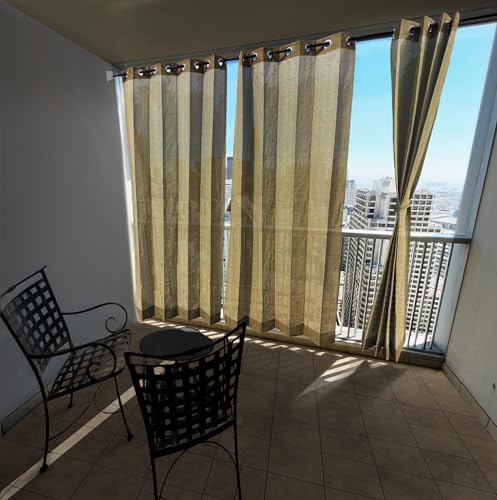 Image of HIPPO 160 GSM Outdoor Sun Blocking Balcony Eyelet /Grommet Curtains Sun & UV Protection, Light Filtering 4.5FTX8FT Door Curtain (Camouflage-Beige)
