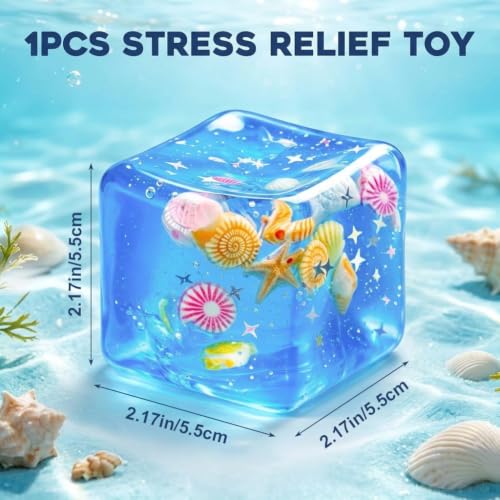 Image of ZIBUYU Ice Cube Squishy Stress Relief Cube with Shells