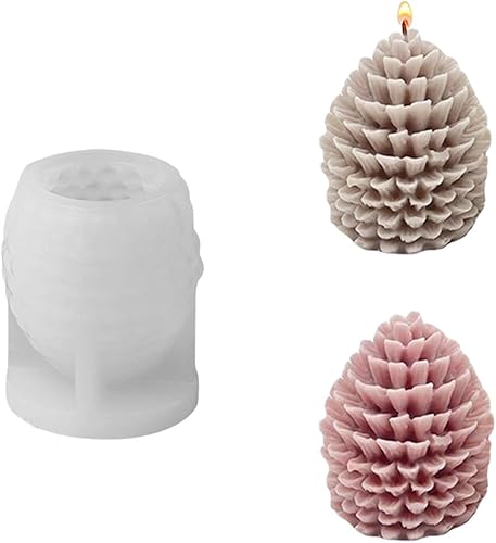 Miniatura 1 de Molde de vela de cono de pino de Navidad, moldes de vela de resina en forma de piña 3D para hacer velas, moldes de silicona de Navidad para