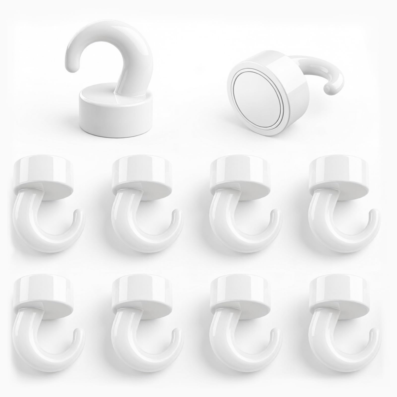 NogmeTaa Small Magnetic Hooks White(2024 New) for Refrigerator, Mini Magnetic Hooks Light Duty for Cruise Cabins, Magnet Hook Tiny for Kitchen, Classroom, and Office - Pack of 10 (White) — image 1