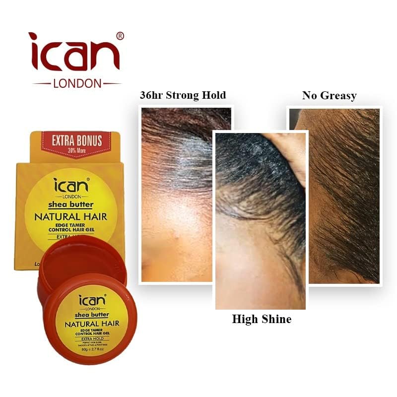 ican London Shea Butter Edge Control Hair Gel Extra Hold 80g, 80 g (Pack of 1) - Image 3