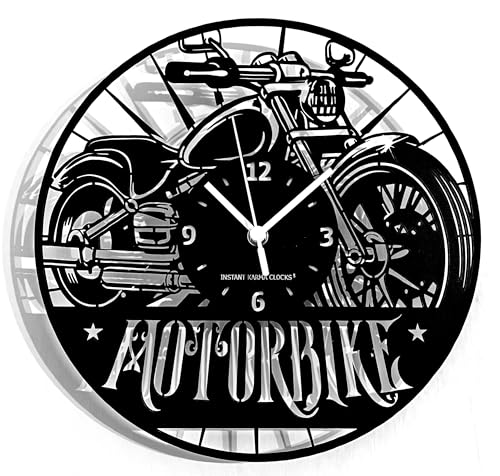 Instant Karma Clocks | Orologio da Parete Moto Design Motorbike | Arredo per Amanti delle Due Ruote Motociclismo | Decorazione Vintage per Casa Garage Officina | Idea Regalo Bikers