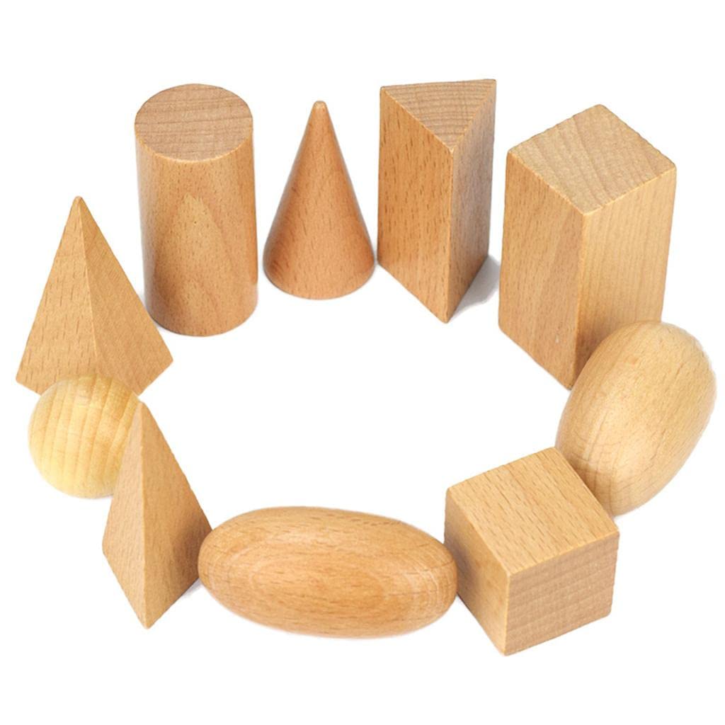 CALANDIS® Montessori Educational Toys - Set of 10 Wooden Geometric Solids, 3D Shapes (B0CCJN9MWT) Amazon Price History, Amazon Price Tracker