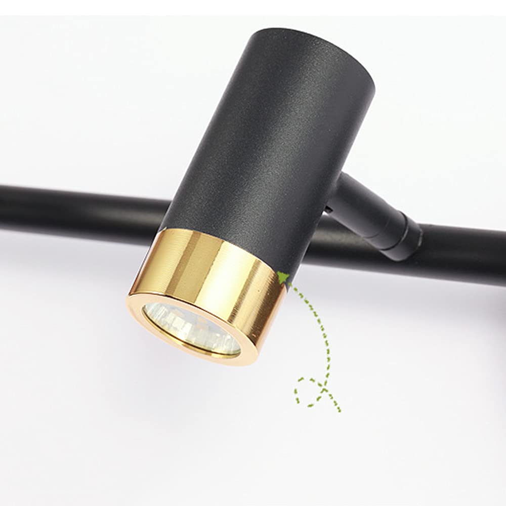 Reflektory sufitowe, lampy ścienne z 4 żarówkami LED MR11, idealne do makijażu nad lustrem, w stylu wiejskim lub studyjnym, czarna matowa (żarówka nie jest dołączona).