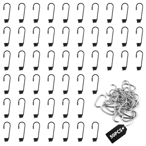 50 Pieces Plastic Coated Bungee Cord Hooks with 50...