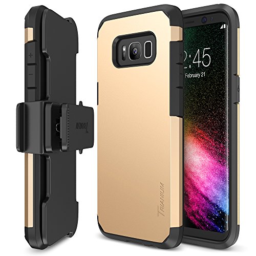 Trianium Duranium Series Holster Case Compatible with Samsung Galaxy S8 with Heavy Duty Premium Protective Kickstand + Extreme Shock Absorption S8 Case 2017 - Gold