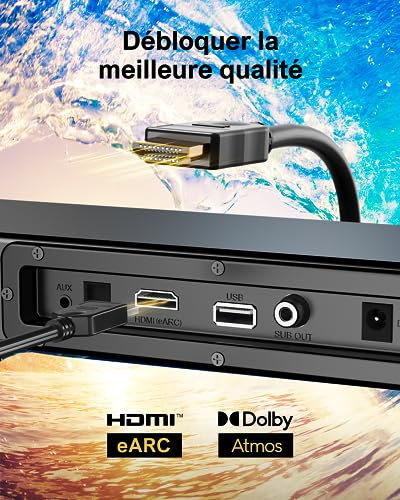ultimea dolby atmos barre de son pour tv 2.1, bassmax, 3d surround système pour haut parleurs, avec caisson de basse pour home cinéma, ultradeluxe, nova s50 série, modèle 2023