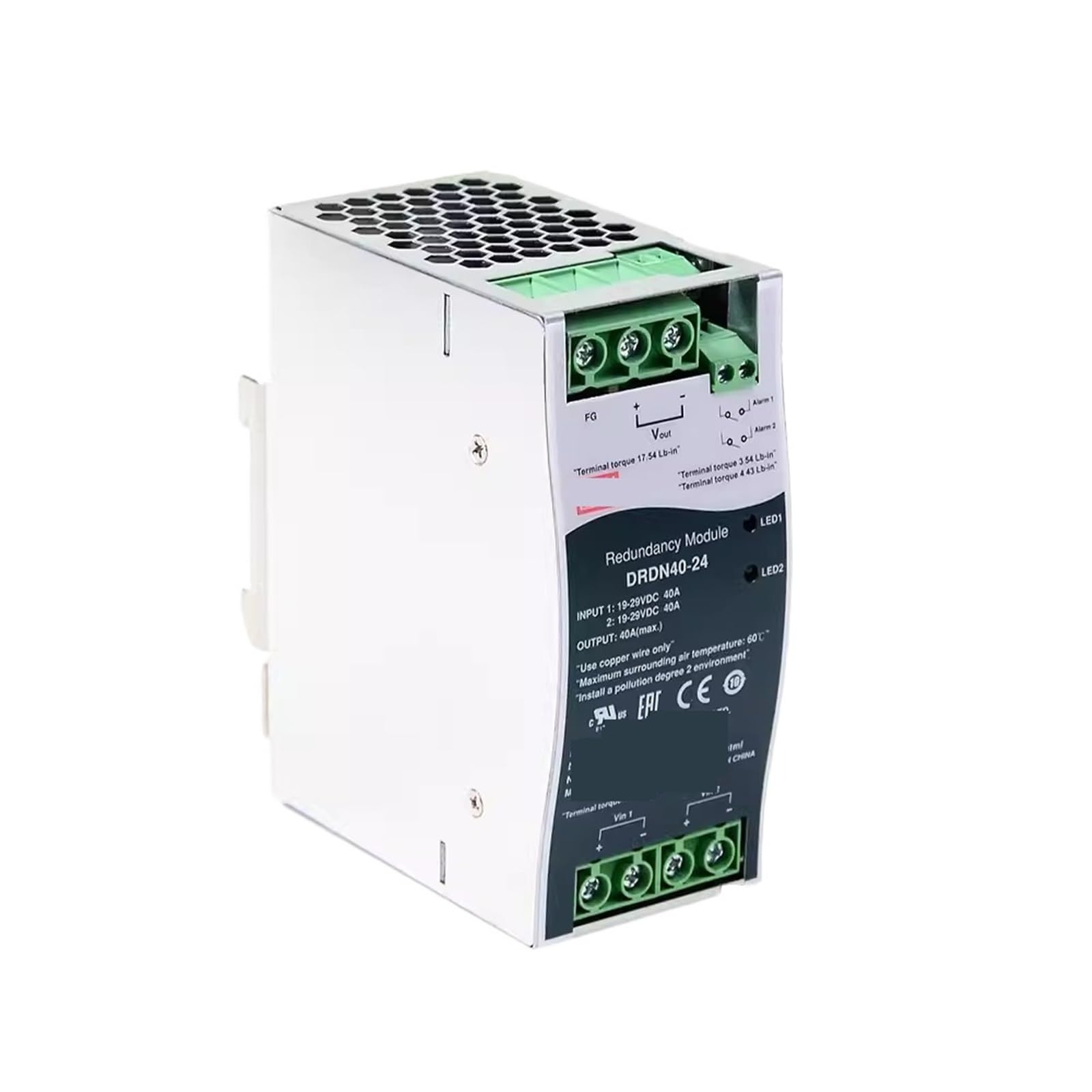 1 unidad DRDN40 12 V 24 V 48 V CC 40 A Módulo de redundancia de fuente de alimentación tipo riel DIN(DRDN40-24 24V)