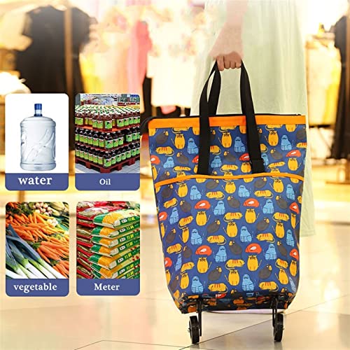 STTTBD Zusammenklappbarer Einkaufstrolley, Faltbarer, wiederverwendbarer Einkaufswagen auf Rädern, Einkaufstasche for… – Bild 3