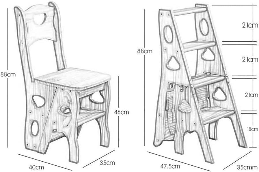 Silla de escalera de madera de 4 escalones, taburete plegable portátil para hogar 2
