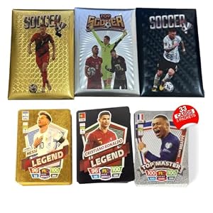 Soccer Trading Cards 2026-2027 | 33 Collectible Football Cards – 3 Packs for Fans & Players Black, Gold & Silver Soccer Mystery Cards Packs Random Cards in Each Set – Collect Them All