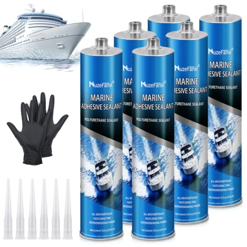 Image of 5200 Marine Sealant Fast Cure, Marine Adhesive Sealant, Waterproof Polyurethane Adhesive, Permanent Flexible Bond, UV Resistant, Above & Below Waterline for Boats, RVs, Vehicles, White, 6 Pack