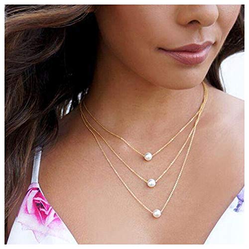 Preisvergleich Produktbild Anglacesmade Layered Choker Halskette Perlenhalskette Perlenanhänger Halskette mehrlagig Bohemia Schmuck für Damen und Mädchen