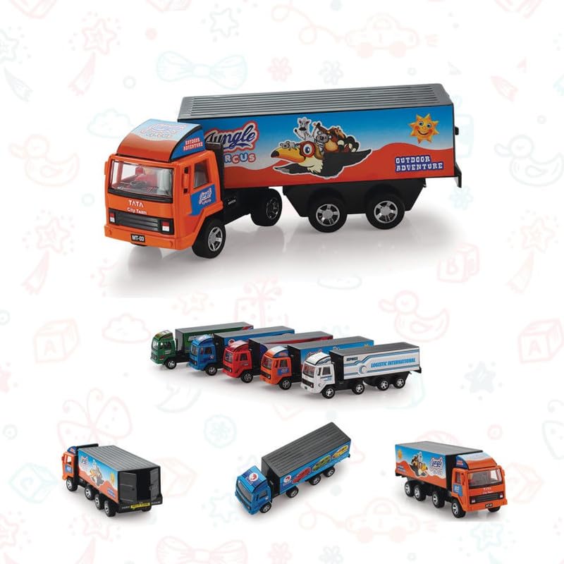Toy Vibes Plastic Cargo Carrier Truck Toys Vehicle Playset for Kids, Friction Powered Unbreakable Attractive Truck Toy for Kids Boy and Girls (Multi Color) 1