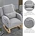 High Back Casual Armchair Rocker with 1 Lumbar Pillow, 2 Side Pockets, Nursery Rocking Chair with Solid Wood Legs, Modern Leisure Single Sofa for Living Room, Bedroom, Baby Room (Grey, 37*27.5*38in)