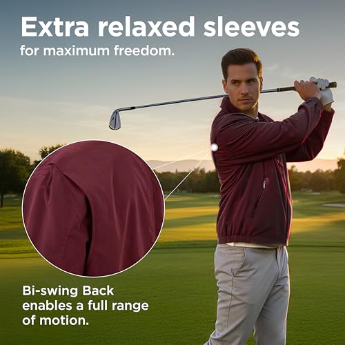 Image of LONDON FOG mens Auburn Zip-front Golf (Regular & Big-tall Sizes) Cotton Lightweight Jacket, Maroon, X-Large Tall US