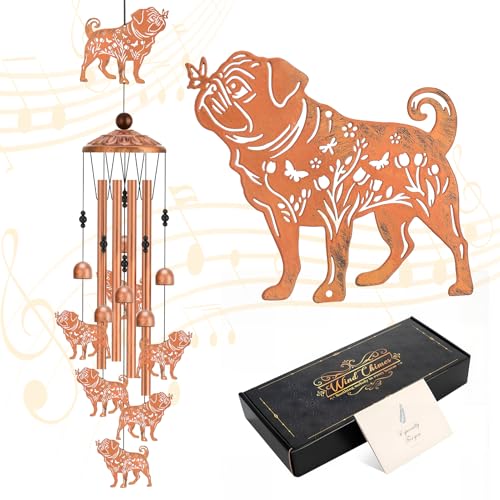 Newofview Mops Windspiel für Draußen, Metall...