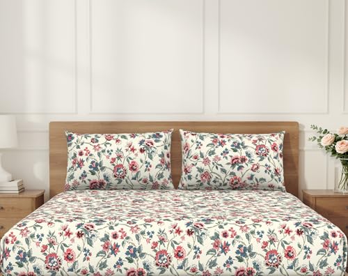 Image of Welspun Arlo Microfiber Double Bedsheet with 2 Pillow Covers, 220x240 cm Double Bed Sheet, Soft Breathable Fabric, Fade Resistant, Easy Care, Comfortable Cooling Bed Sheet, Light Yellow