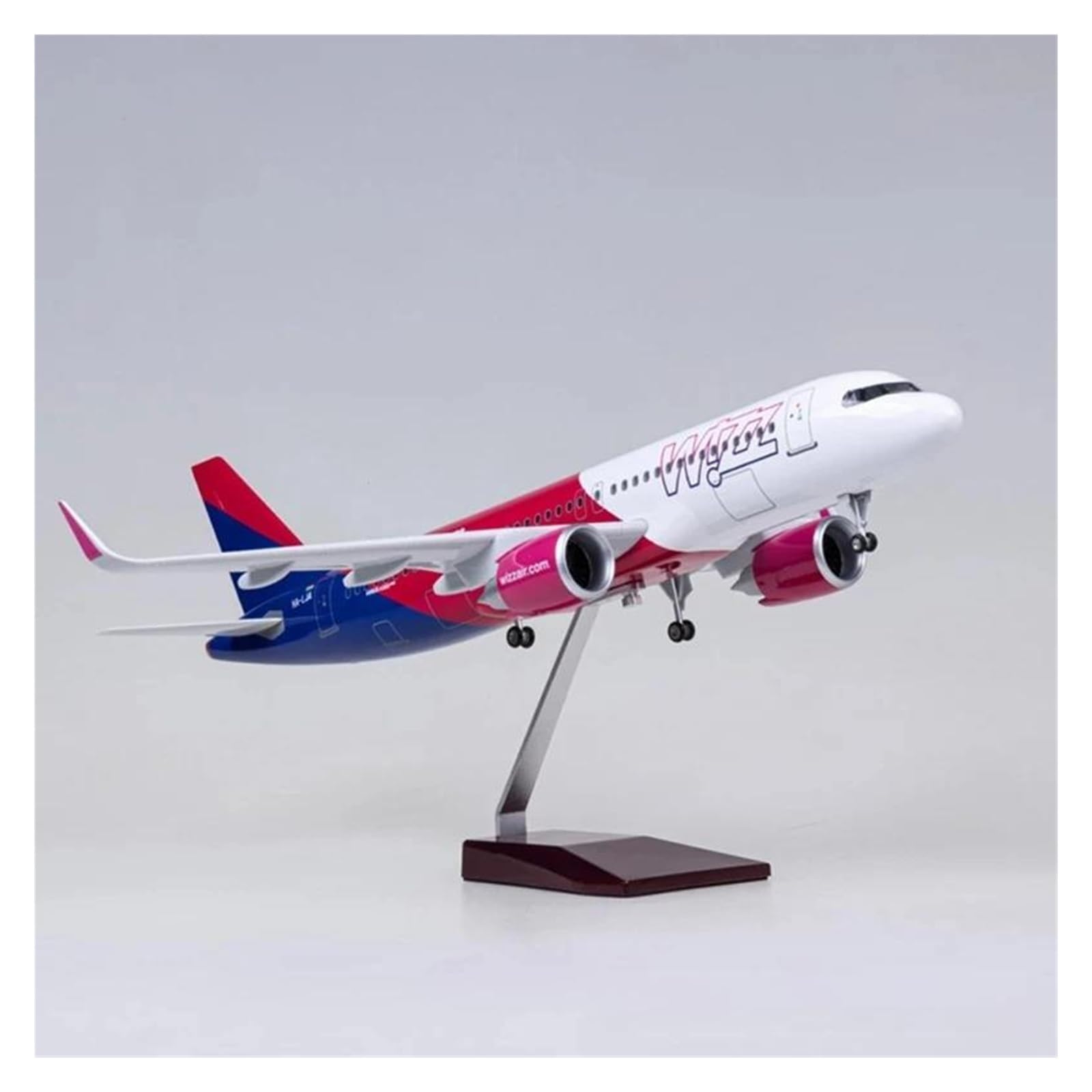 Odlewane zabawki samolotowe 47CM dla A320 NEO Wizz światło samolotu z kołem podwozie z żywicy odlewanej z żywicy dekoracja samolotów domowy model samolotu do zbierania i wyświetlania (bez lampy)