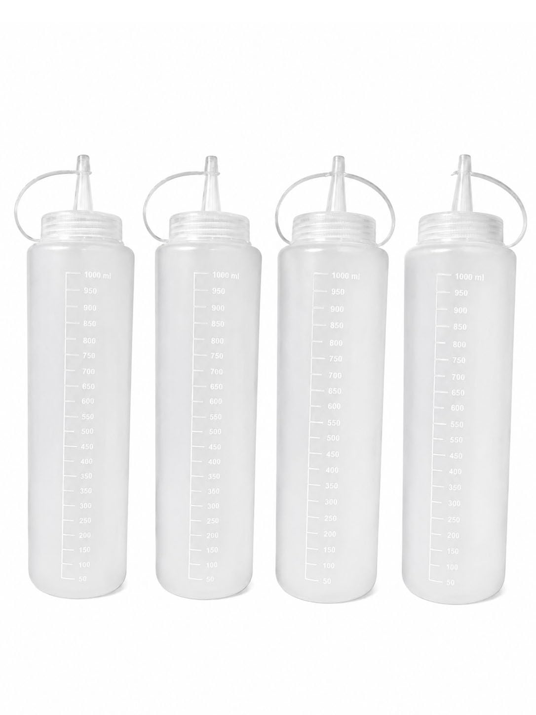Food Grade Plastic Squeeze Bottles Pack of 4 Large Capacity 1000ml Dispenser Bottles for Cooking Oil Sauces Syrups Condiments BBQ Restaurant Home Kitchen and Food Service-image-33