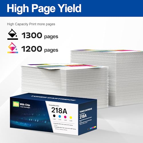 with chip 218a toner cartridges 4 pack color laser pro 3201dw mfp 3301 compatible for hp 218x 218a toner cartridge works withpro 3201 mfp 3301 3301sdw 3301cdw black cyan yellow magenta
