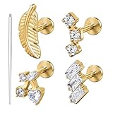 AOEDEJ Pendientes de titanio de grado implante de 16 g con parte trasera plana para orejas sensibles, hipoalergénicos, joyería de titanio para tragus, hélice, caracola, nariz, medusa y labret, 1.2*8mm