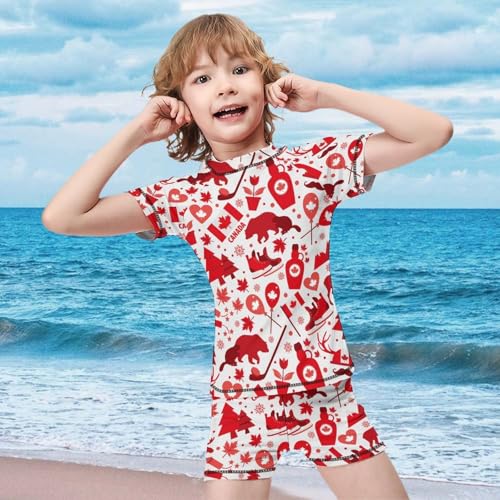 Canada Maple Leaf SquirrelChildren's Swimsuits Boys Two Piece Suit10-12Y（150cm）3
