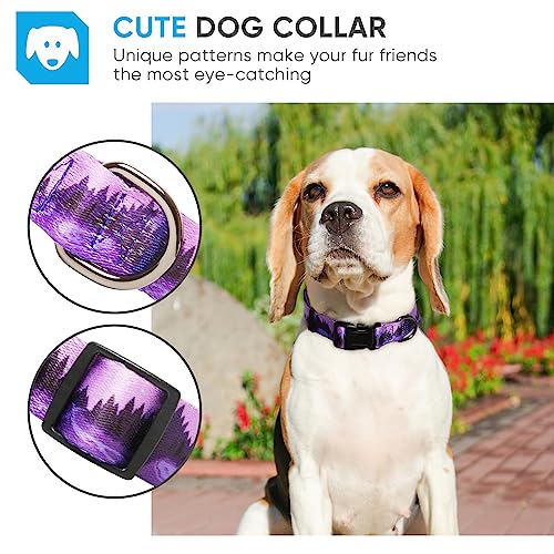 Image of HEELE Dog Collar, Adjustable Soft Dog Collar for Small Medium Large Dogs,Floral Patterned Puppy Collars with Quick Release Buckle S Length 9.84''-14.96'