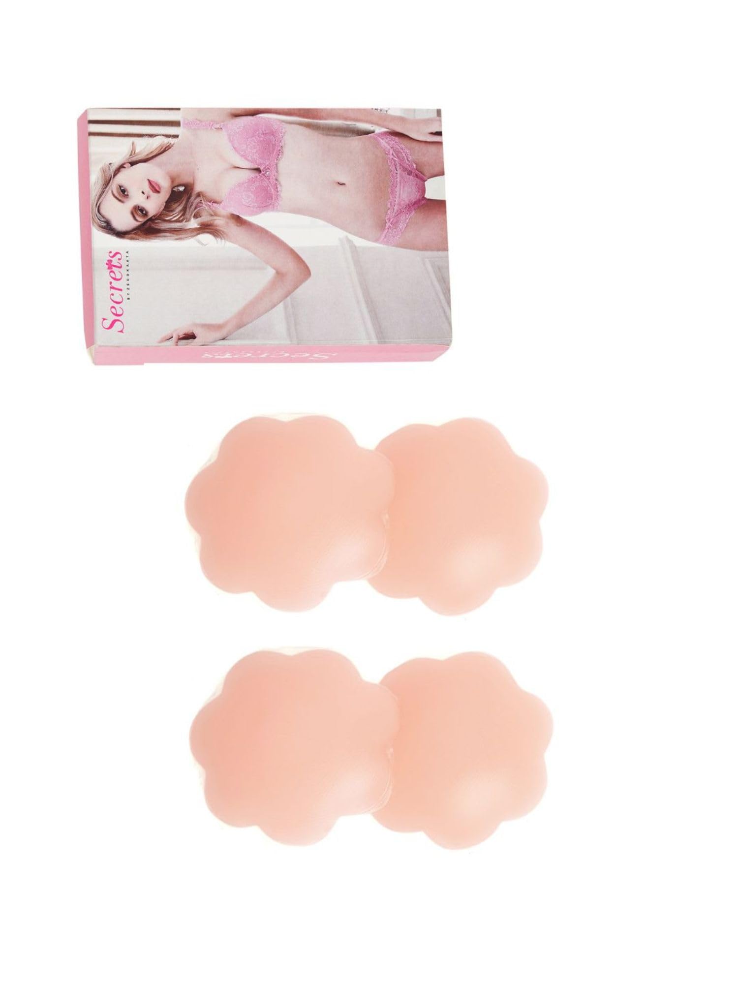 Pack of 4 Skin-Friendly Flower Shaped Nipple Covers Reusable Adhesive Silicone Covers- SP04 Beige-image-2