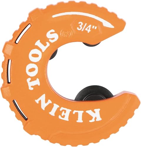 Klein Tools 50056 C-Style Copper Tubing Pipe Cutter Tool, 3/4-Inch Cutting Capacity, Ultra-Compact for Tight Spaces, Free-Spinning Rollers