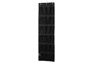 Over the Door Shoe Organizer with 24 Pockets in Classic Black