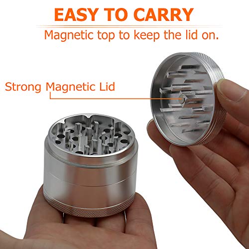 woleyi 4 kamers draagbare aluminium kruidenmolen met pollenschraper (55 mm) - Image 3