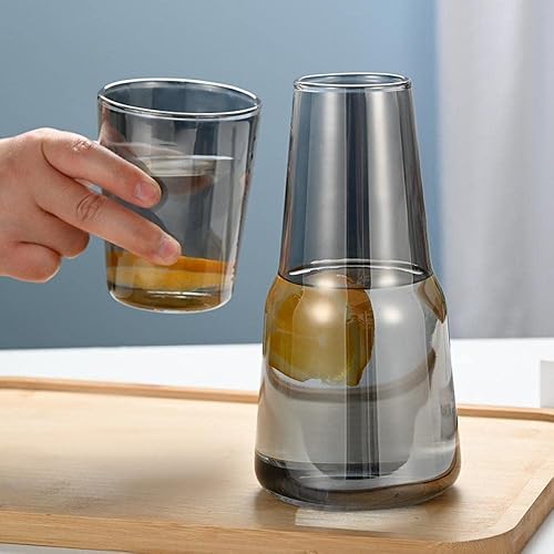 Miniatura 9 de Sizikato Jarra de agua de vidrio de borosilicato ámbar de 26 onzas con vaso de cristal.