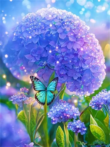 Puzzles 2000 Piezas Adultos Hortensias Azules Mariposas, Juguete Desafío y Juego Educativo, Ejercita Paciencia y Destreza Rompecabezas 2000 Piezas