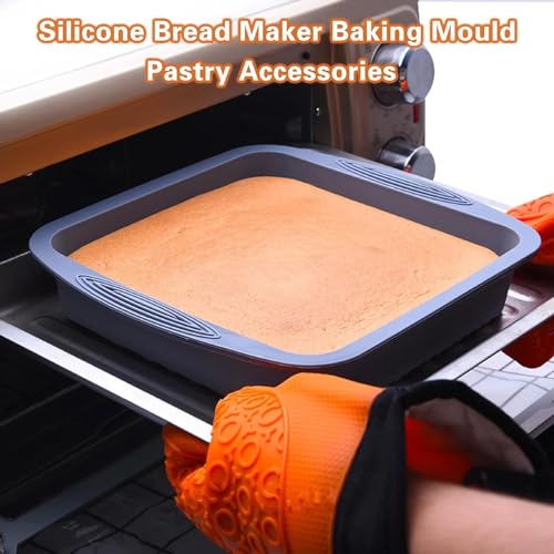 Image of Non Stick Square Cake Pan Tin Mould Basket, Food Grade Silicone Homemade Toast Bread Cake Mold Tray for Home Kitchen (1Pcs)
