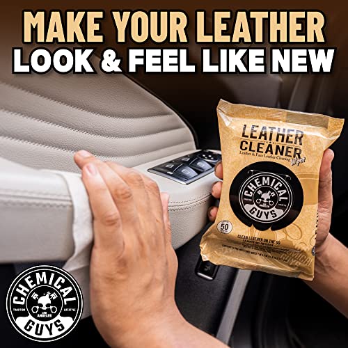 Chemical Guys Pmwspi20850 Leather Cleaner Wipes Mega 50 Pack For Car Interiors, Furniture, Boots, And More, Works On Natural, Synthetic, Pleather, Faux Leather And More, (50 Ct) #TOP4