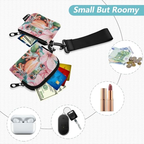 Simple Shining Jewelry Frog Women's Card Cases Change Holder Compact Size ID Card Holders Protector with Wristlet Strap for Lady 2 Pcs Recto Verso2