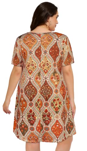 Image of Plus Size Summer Dresses Casual Tshirt Dress Loose Beach Pockets Sundress