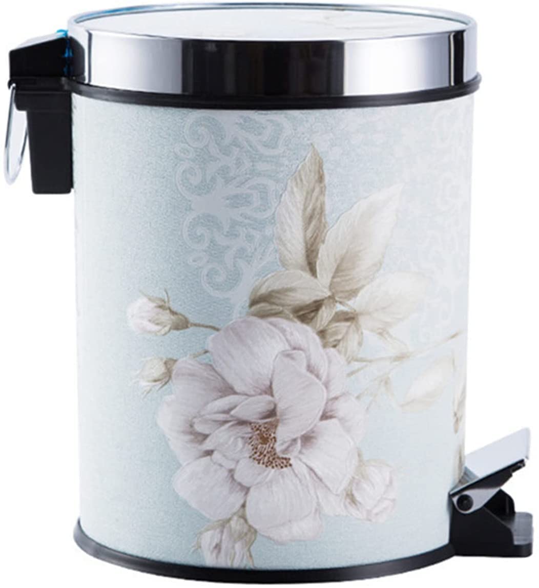 OSCCAR Trash Can Decorative Waste Basket Retro Waste Bins with Pedal and Lid Round Step Trash Can Large