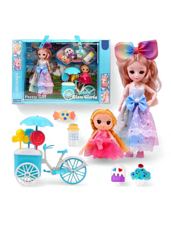 Shining Girl Pretty Doll & Bicycle Playset – -Inspired Doll with Little Sister, Fun Toy Set for Girls