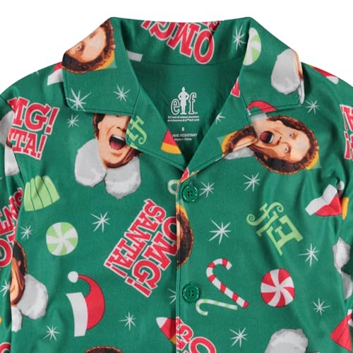 Elf 2 Piece Kids Christmas Pajamas - Matching Loungewear Set - Collar Coat Style PJ, Perfect for Family Matching Boys & Girls4