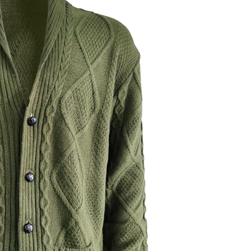 Men's Knit Cable Sweater Overcoat Long Sleeve Open Front Shawl Collar Loose Fit Cardigans with Pockets3