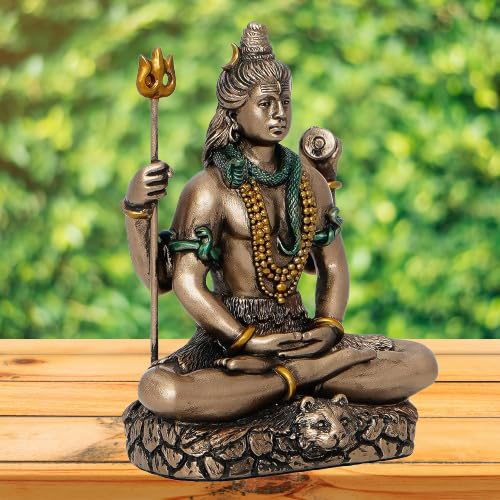 Statue de Shiva en résine marron décoration intérieure et bureau