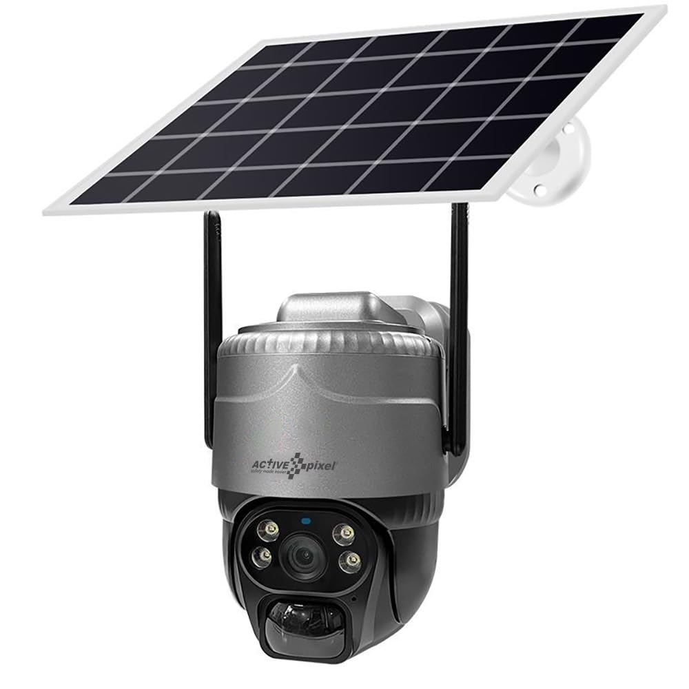 Active Pixel 4G 4MP Solar Battery Powered SIM Card Supported Wireless CCTV Security Camera, IP65 Waterproof, Two-Way Audio, PIR Motion Detection, Pan Tilt.