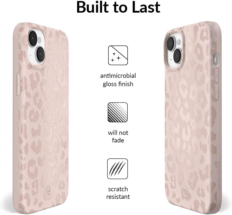 VELVET CAVIAR Leopard Cheetah Print Phone Case for iPhone 14 for Women - Compatible with MagSafe - 10ft Drop Tested - Girly Cute Protective Designer Cover - Nude Neutral Beige Aesthetic