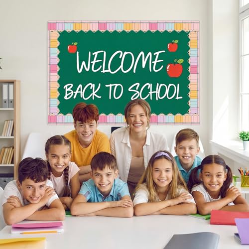 Image of Tenceur 65ft Pencil Classroom Bulletin Board Border Pastel Die-Cut Border Trim Back to School Bulletin Board Decor for School Chalkboard Wall Window Door