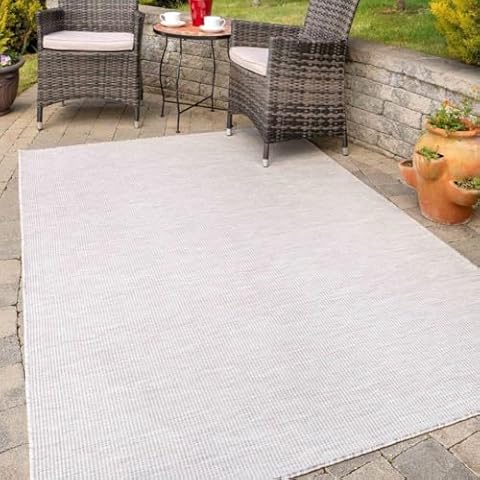 Pebble Grey Flatweave Outdoor Rug 120cm x 170cm Cover