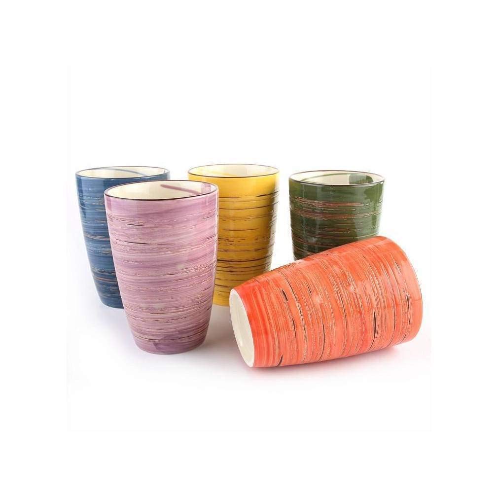 lachineuse - Set di 5 bicchieri in ceramica giapponese - Colori blu, giallo, arancione, verde e viola - Stoviglie giapponesi Design Zen & colorato - Tazza tazza per tè, caffè, bevande - Regalo Asia