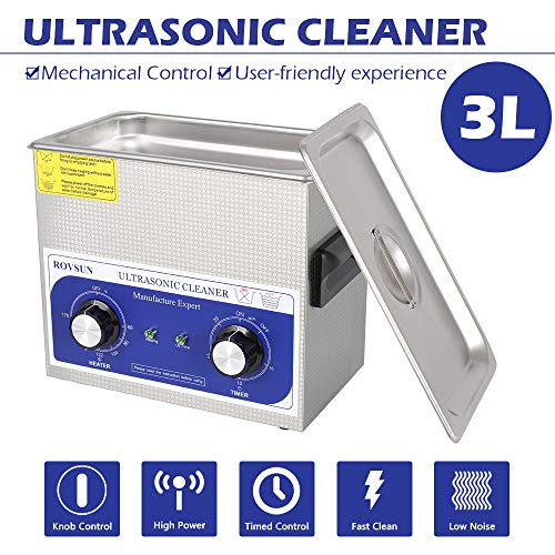 ROVSUN ZOKOP 3L Ultrasonic Cleaner, Knob Control Timer Heater Adjustable Stainless Steel Ultrasonic