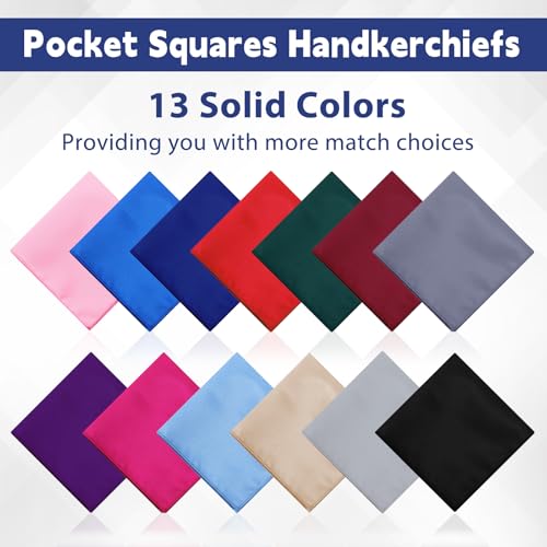 Image of 52 Pcs Pocket Squares for Men Soft Silk Handkerchiefs for Suit Accessories Wedding Business Banquet 9.06 x 9.06'', 52 Styles